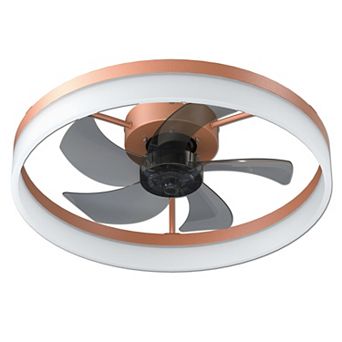 ELEMENT ACE Modern Flush Mount Ceiling Fan with Dimmable LED Light and Remote Control