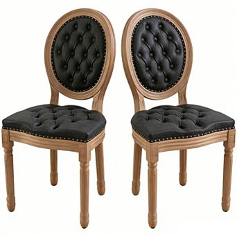 KWPZQEB French Solid Wood Dining Chair Kitchen Furniture, Antique Painting, Set of 2