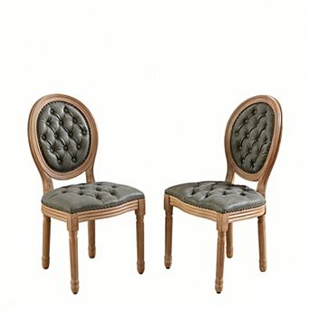 KWPZQEB French Solid Wood Dining Chair Kitchen Furniture, Antique Painting, Set of 2