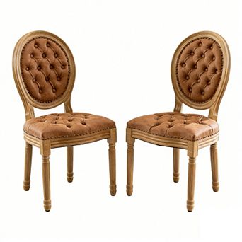 KWPZQEB French Solid Wood Dining Chair Kitchen Furniture, Antique Painting, Set of 2