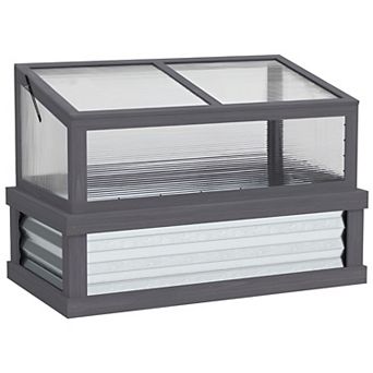 Raised Garden Bed with Lean-To Cold Frame Greenhouse for Backyard or Balcony