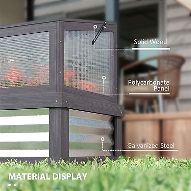 Raised Garden Bed with Lean-To Cold Frame Greenhouse for Backyard or Balcony