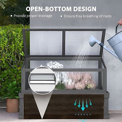Raised Garden Bed with Lean-To Cold Frame Greenhouse for Backyard or Balcony