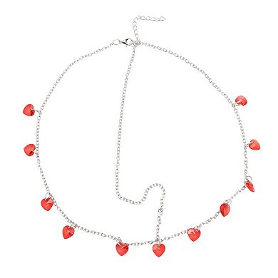 Headpiece Heart Faux Diamond Head Chain Silver Tone 1 Pc