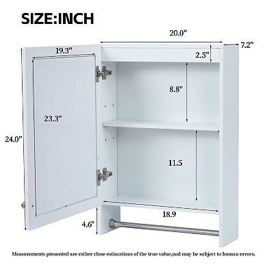 ELEMENT ACE Wall Mounted Medicine Cabinet with Adjustable Shelf and Towel Bar