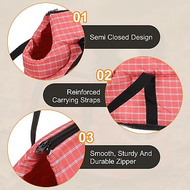 Plaid Pattern Dog Purse Carriers with Crossbody Strap 1Pc