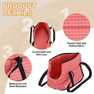Plaid Pattern Dog Purse Carriers with Crossbody Strap 1Pc