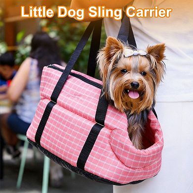 Plaid Pattern Dog Purse Carriers with Crossbody Strap 1Pc