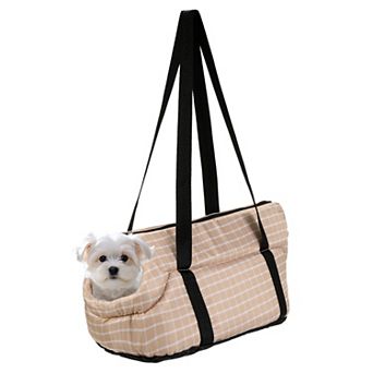 Plaid Pattern Dog Purse Carriers with Crossbody Strap 1 pc