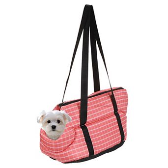Plaid Pattern Dog Purse Carriers with Crossbody Strap 1 pc