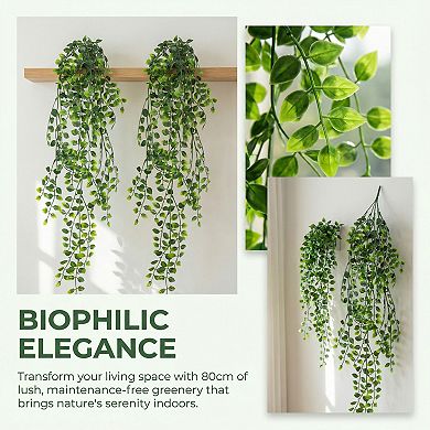 Artificial Hanging Plants, Faux Eucalyptus Greenery for Shelf Bathroom Wall Decor, Fake Vines 2.6ft