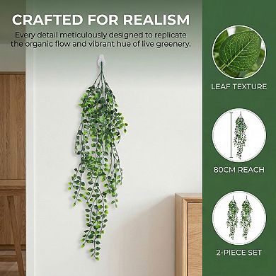 Artificial Hanging Plants, Faux Eucalyptus Greenery for Shelf Bathroom Wall Decor, Fake Vines 2.6ft