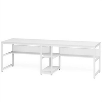 YIORTWO Double Computer Desk with Bookshelf, 78" Two Person Office Desk