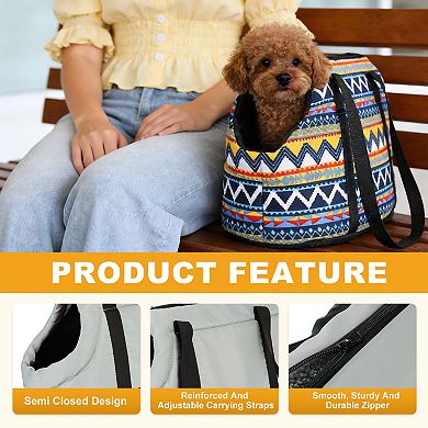 Contrast Color Dog Purse Carrier with Crossbody Strap 1Pc