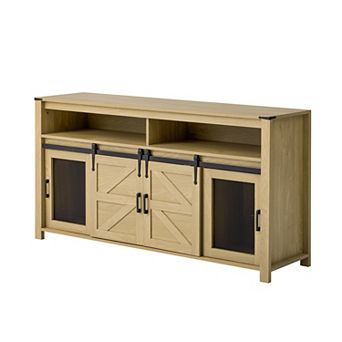 KWPZQEB Sliding Barn Door Sideboard with Open Storage for Kitchen