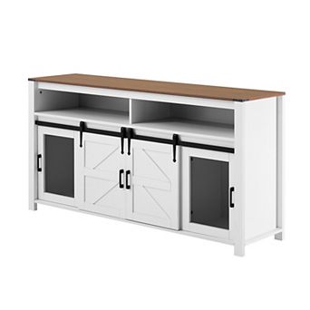 KWPZQEB Sliding Barn Door Sideboard with Open Storage for Kitchen
