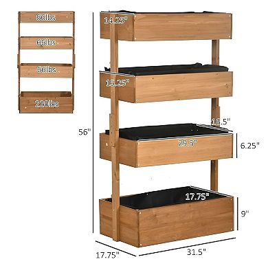 Vertical Garden Planter with 4 Tiered Flower Boxes for Patio or Balcony