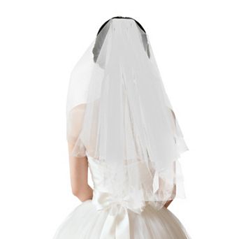 Elegant Wedding Veil 1 pc Double Layer White