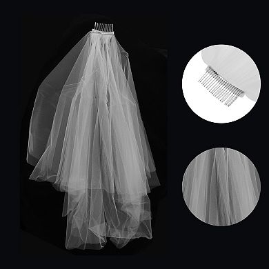 Elegant Wedding Veil 1 Pc Double Layer White