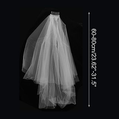 Elegant Wedding Veil 1 Pc Double Layer White