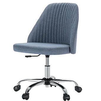 YIORTWO Modern Fabric Armless Swivel Office Chair with Wheels, Adjustable Desk Vanity Chair
