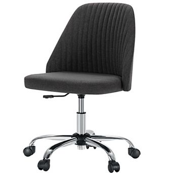 YIORTWO Modern Fabric Armless Swivel Office Chair with Wheels, Adjustable Desk Vanity Chair