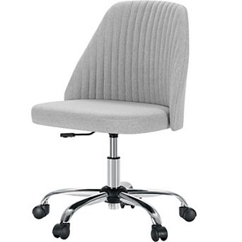 YIORTWO Modern Fabric Armless Swivel Office Chair with Wheels, Adjustable Desk Vanity Chair