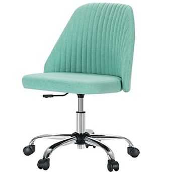 YIORTWO Modern Fabric Armless Swivel Office Chair with Wheels, Adjustable Desk Vanity Chair