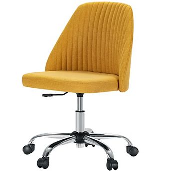 YIORTWO Modern Fabric Armless Swivel Office Chair with Wheels, Adjustable Desk Vanity Chair