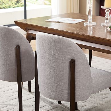 KWPZQEB Farmhouse Fabric Upholstered Dining Chairs Set of 2, Wooden Legs