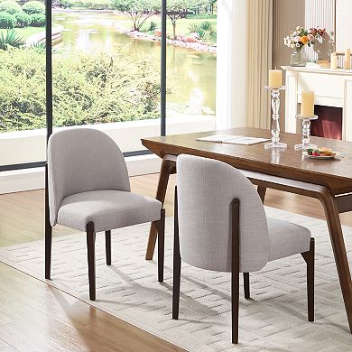 KWPZQEB Farmhouse Fabric Upholstered Dining Chairs Set of 2, Wooden Legs