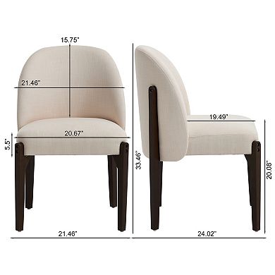 KWPZQEB Farmhouse Fabric Upholstered Dining Chairs Set of 2, Wooden Legs