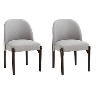 KWPZQEB Farmhouse Fabric Upholstered Dining Chairs Set of 2, Wooden Legs