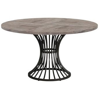 Round Conference Table for 4-6 with Metal Base and Wood Grain Top