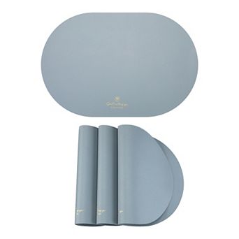 Oval Placemats Set of 4 Faux Leather Mat for Kitchen Dining Heat Resistant Table Mat 17.7x11.8 Inch