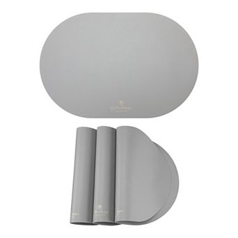 Oval Placemats Set of 4 Faux Leather Mat for Kitchen Dining Heat Resistant Table Mat 17.7x11.8 Inch