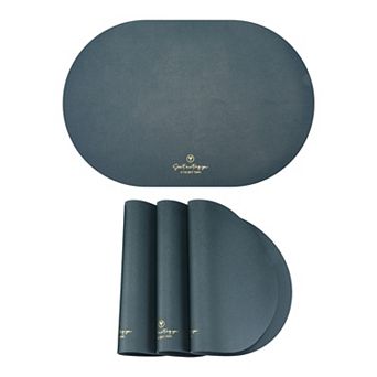 Oval Placemats Set of 4 Faux Leather Mat for Kitchen Dining Heat Resistant Table Mat 17.7x11.8 Inch