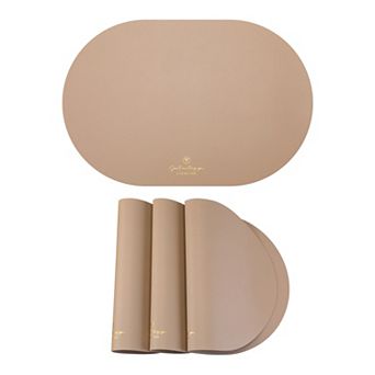 Oval Placemats Set of 4 Faux Leather Mat for Kitchen Dining Heat Resistant Table Mat 17.7x11.8 Inch