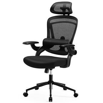YIORTWO High Back Mesh Office Chair with Adjustable Lumbar Support & Headrest, Flip-Up Arms