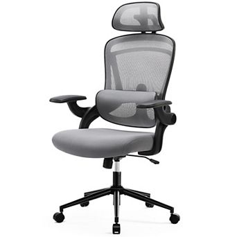 YIORTWO High Back Mesh Office Chair with Adjustable Lumbar Support & Headrest, Flip-Up Arms