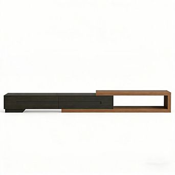 Extendable TV Stand Fireplace for large TVs, Modern Wood Entertainment Center