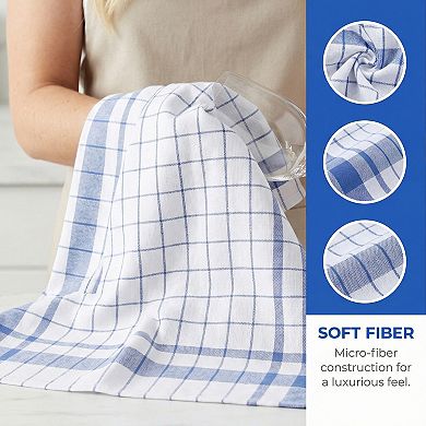 Classic Plaid Pattern Kitchen Towels, 2 Pack Absorbent Quick-Drying Cleaning Towels 16" x 28"