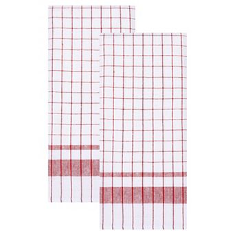 Classic Plaid Pattern Kitchen Towels, 2 Pack Absorbent Quick-Drying Cleaning Towels 16" x 28"