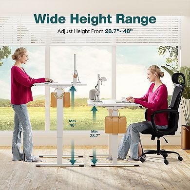 YIORTWO Electric Standing Desk, Height Adjustable Desk with Memory Presets & Hooks