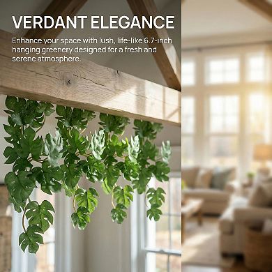 Artificial Monstera Leaves Realistic-Touch Mini Tropical Greenery Perfect for Bathroom Shelves 6.7"H