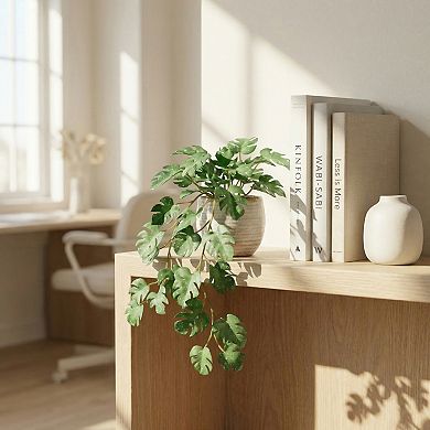 Artificial Monstera Leaves Realistic-Touch Mini Tropical Greenery Perfect for Bathroom Shelves 6.7"H