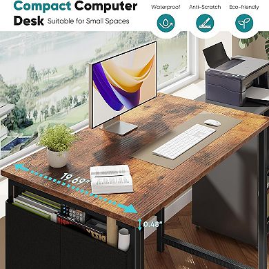YIORTWO Computer Desk with Storage Bag & Hook, Home Office Writing Gaming Desk
