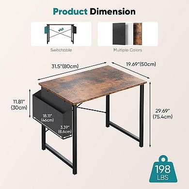 YIORTWO Computer Desk with Storage Bag & Hook, Home Office Writing Gaming Desk