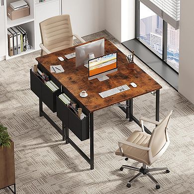 YIORTWO Computer Desk with Storage Bag & Hook, Home Office Writing Gaming Desk