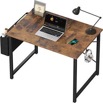 YIORTWO Computer Desk with Storage Bag & Hook, Home Office Writing Gaming Desk